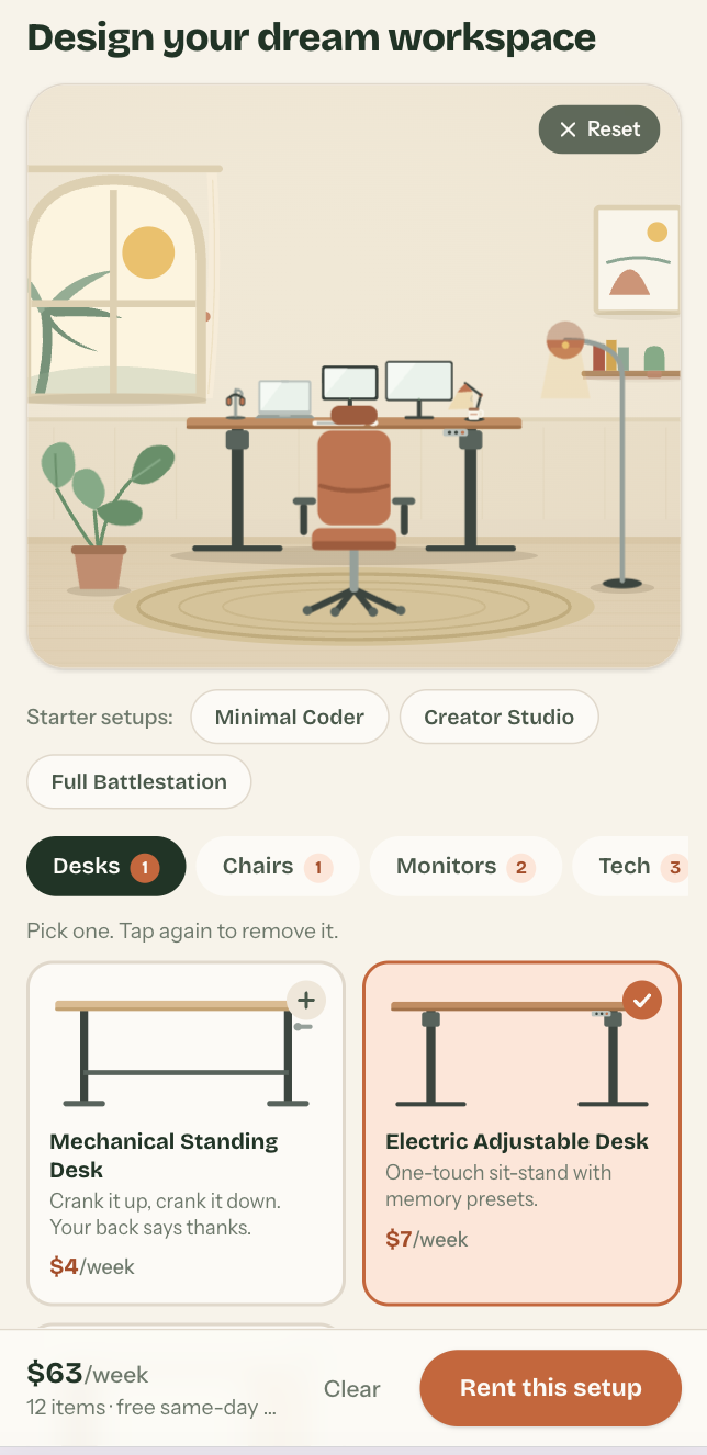Workspace Designer · monis.rent preview